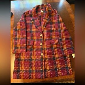Wool Blend Plaid Coat